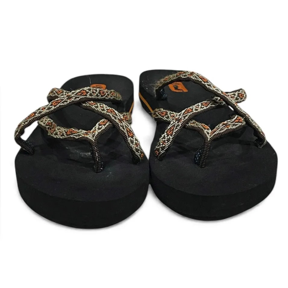 Teva Olowahu Flip Flops Sandals Women's Size 8 Black Orange Brown Comfort Beach - Image 2