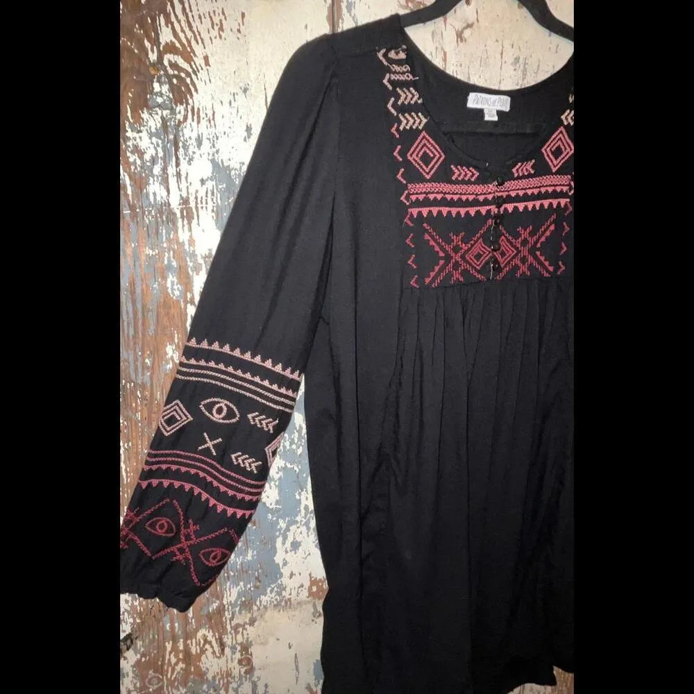 Patrons of Peace black embroidered dress, size XS - Image 4