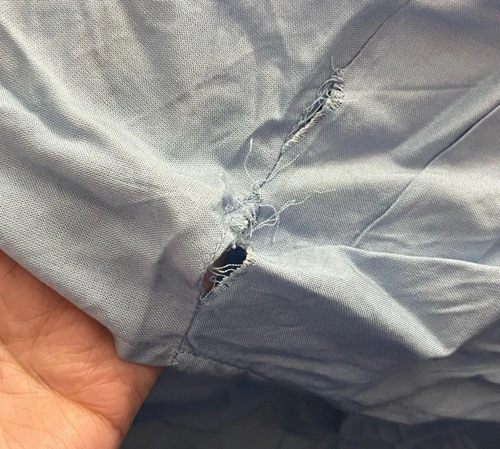 Gaby & Gracie Embroidered Boho Peasant Midi Dress S Flutter Sleeve Tiered Blue - Image 4