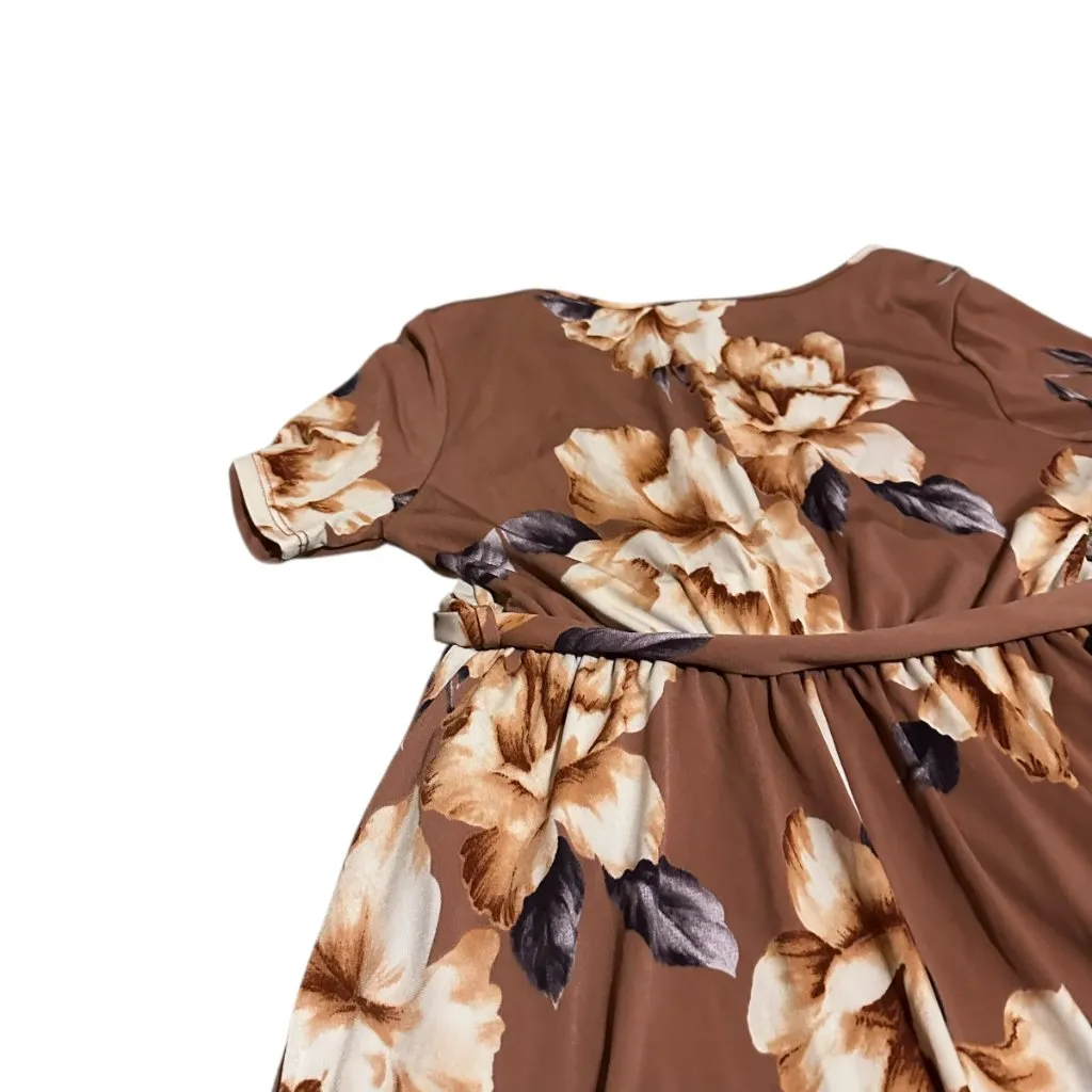 Pink Blush Rust Floral Hi-Low Maternity Wrap Dress Belt Stretch Soft Size Small - Image 12