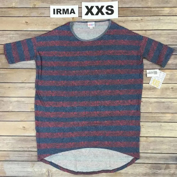 NWT LuLaRoe IRMA BLUE STRIPES American Dreams Americana 4th of July Size XXS - Image 1