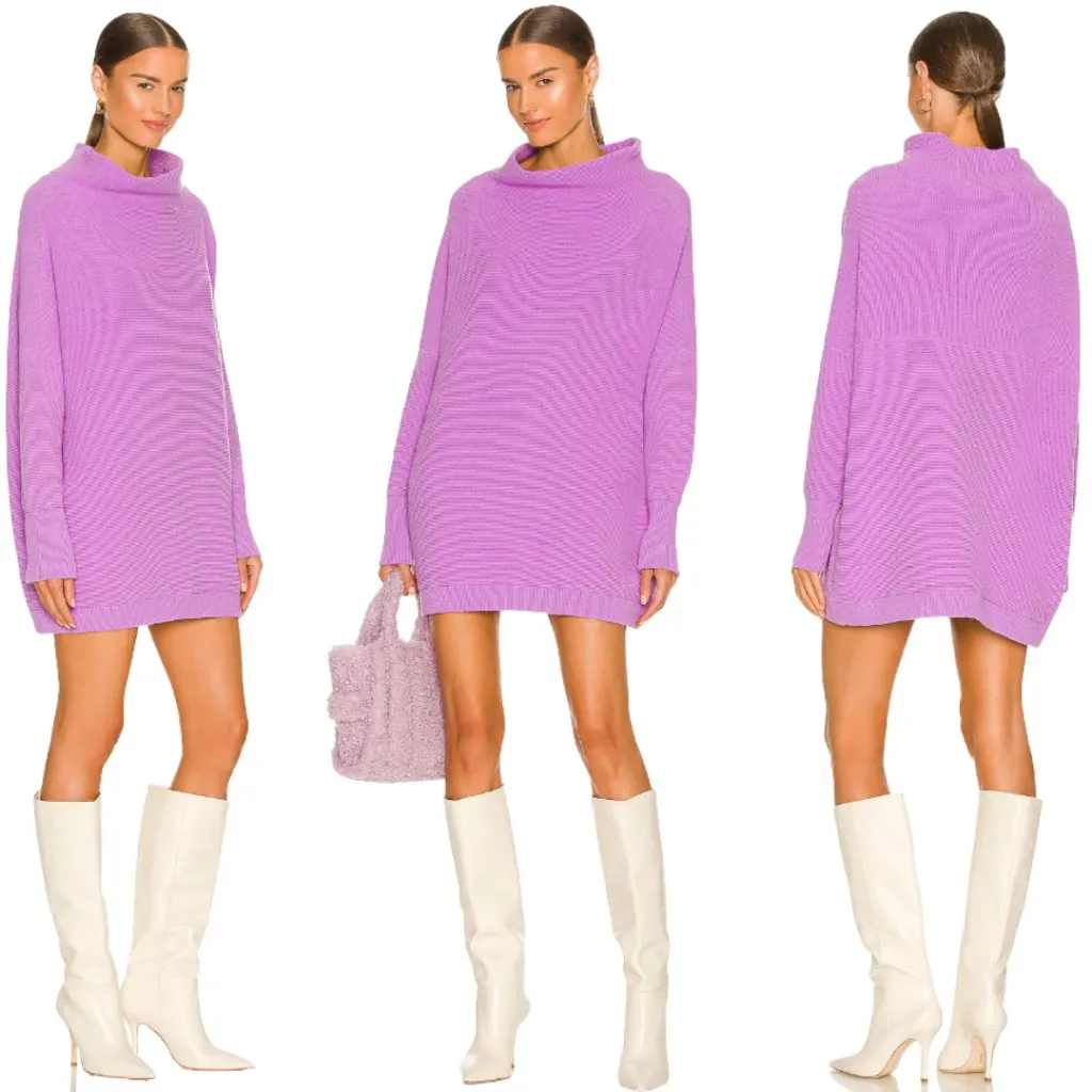 Free People Ottoman Slouchy Tunic Knit Sweater Women's Small Glowing Grape NWT - Image 3
