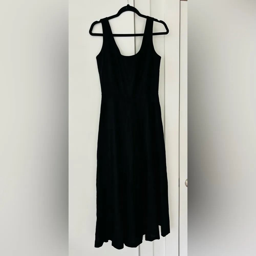 VTG Andrea Jovine Black Linen A-Line Midi dress size 8 - Image 2