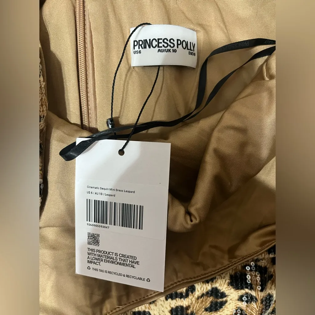 PRINCESS POLLY Cinematic Sequin Mini Dress in Leopard - Image 5