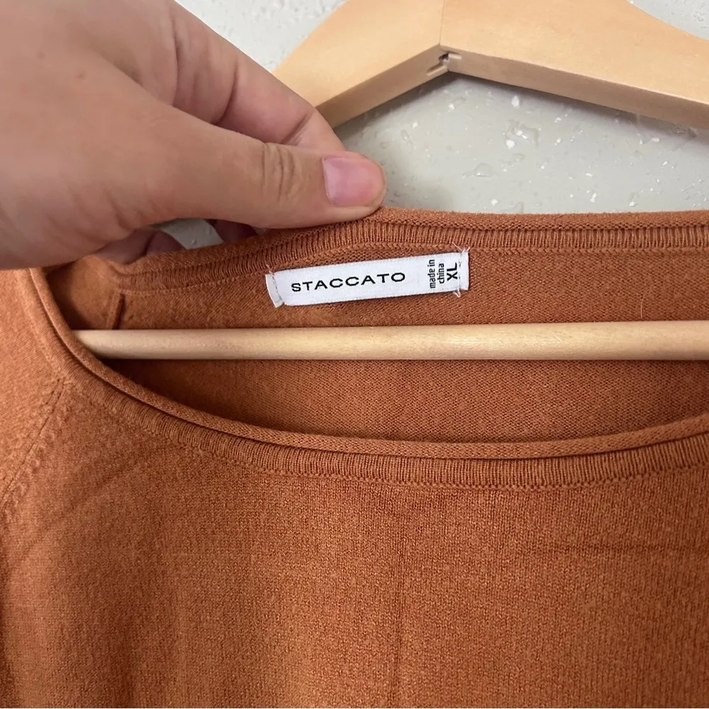 Staccato Tan Long Sleeve Blouse Crewneck Sweater Casual XL Neutral Comfy - Image 2