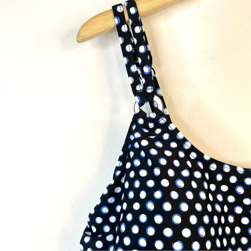 Black Blue White Dot Tankini Swim Swimsuit Top Ruched 24W 24 new - Image 2
