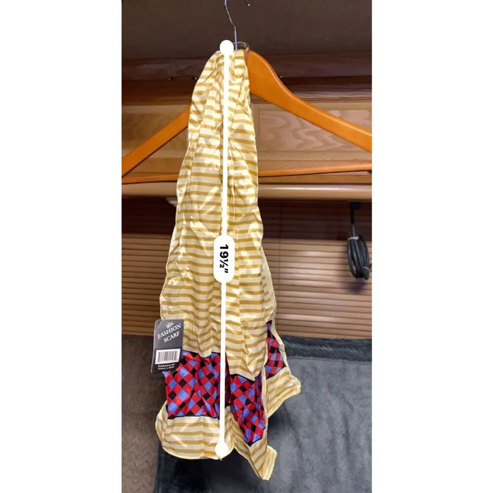 Vintage Glentex Striped Scarf 100% Nylon Made in Japan Gold - Image 5