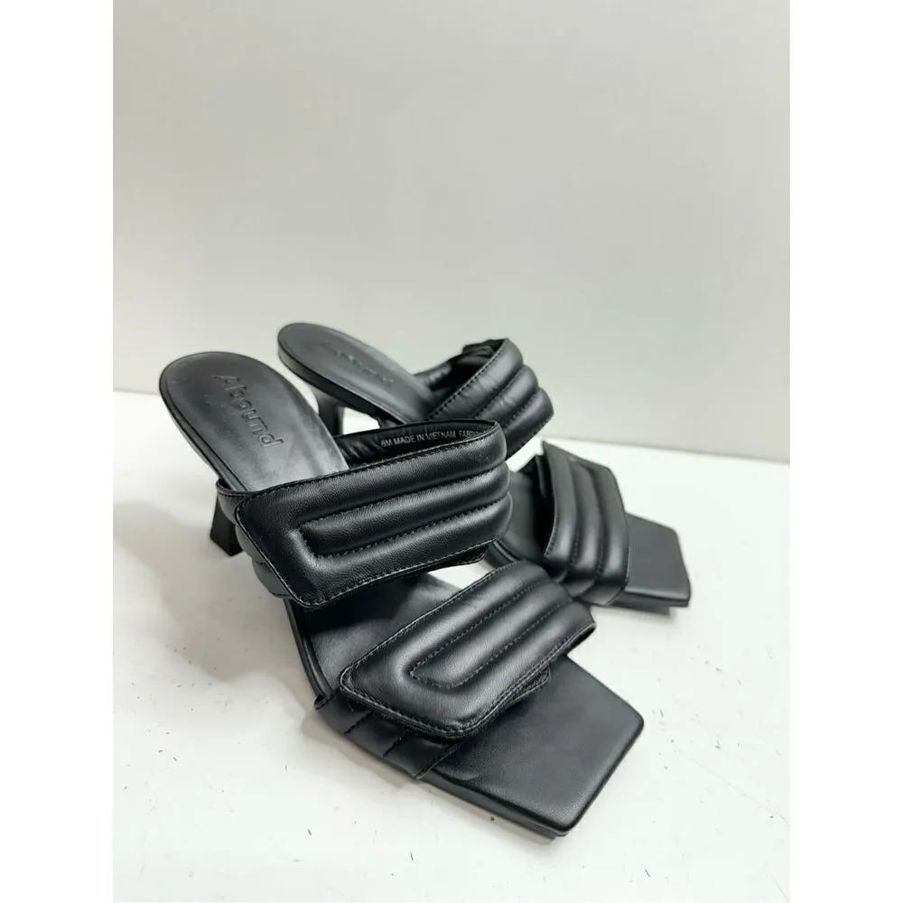 Abound Sandals Size 6 Black Qarly Open Square Toe Slip On Heels‎ - Image 6
