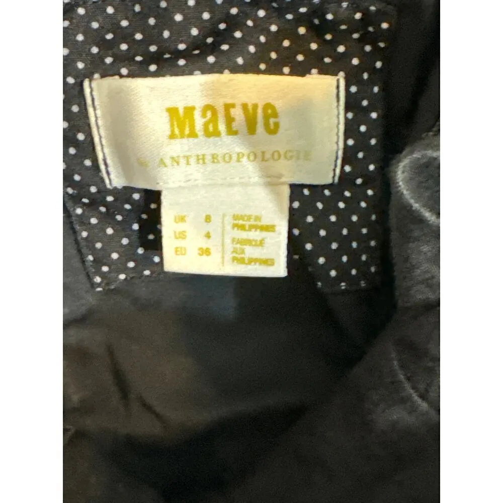 Maeve by Anthropologie Rosemary Square‎ Neck Smocked Black Midi Dress Size 6 - Image 12