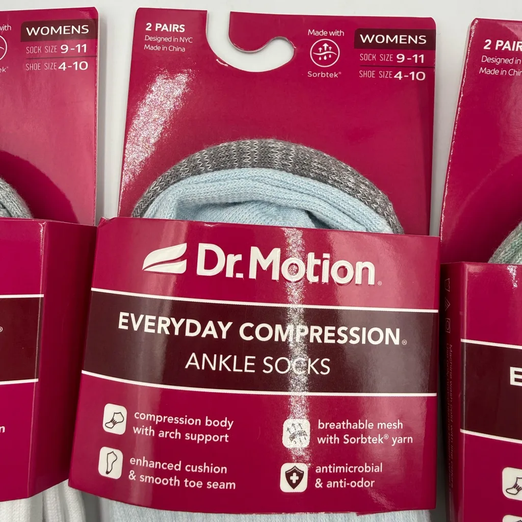 Dr. Motion Everyday Compression Ankle Socks 8 pairs White - Image 4