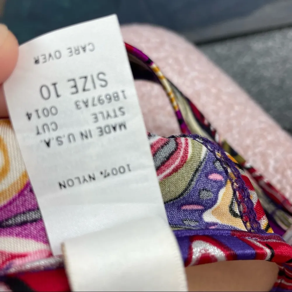 Vintage Y2K Gypsy Boho Demi Bikini Top Sz 10 Made in USA Silver - Image 7