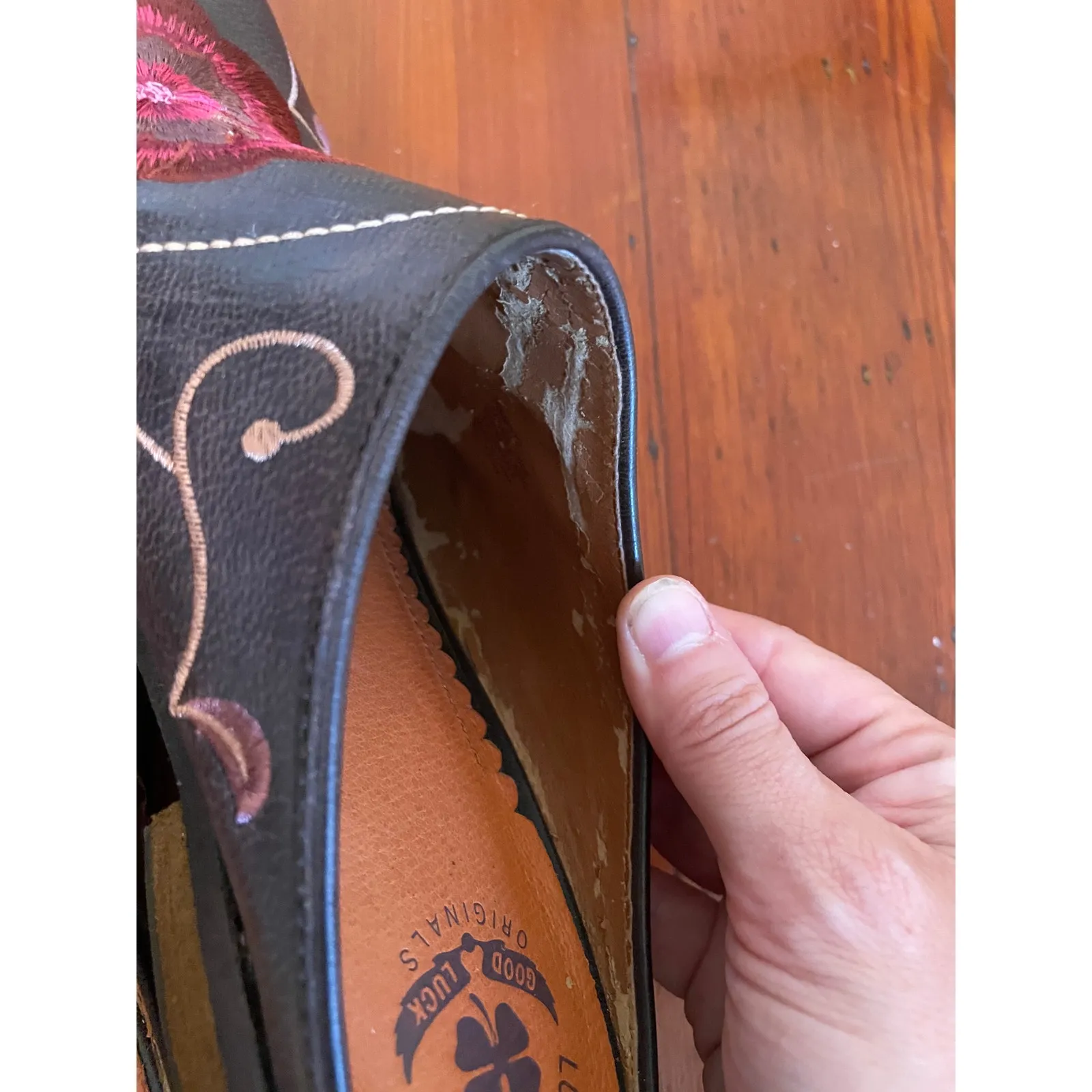 Lucky Brand Originals Embroidered Leather Mule Clogs Floral Women’s 7.5 - Image 9