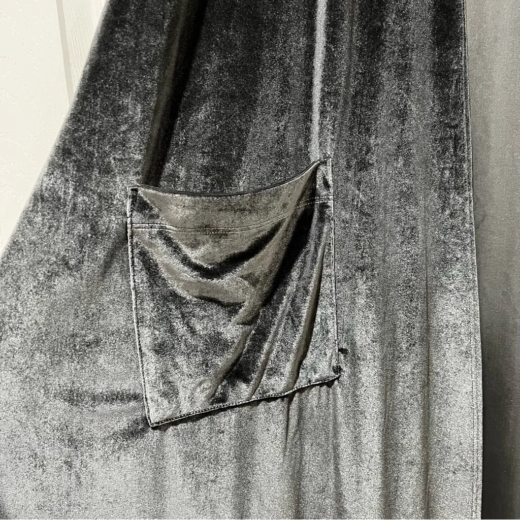 Velvet Lularoe Size Large Grey Velvet Sarah Cardigan Long Duster With Pockets - Image 7