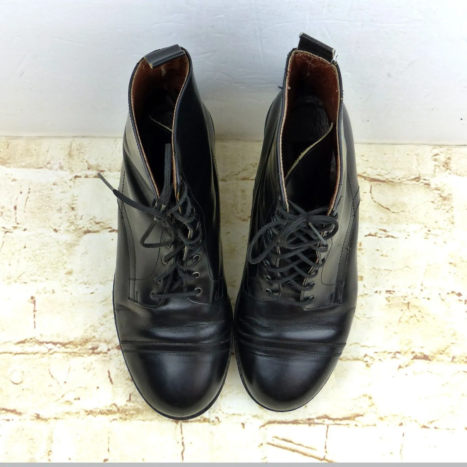 VTG DKNY Chukka Boots Women 37 6.5 US Black Leather Lace up Made in Italy Y2K - Image 11