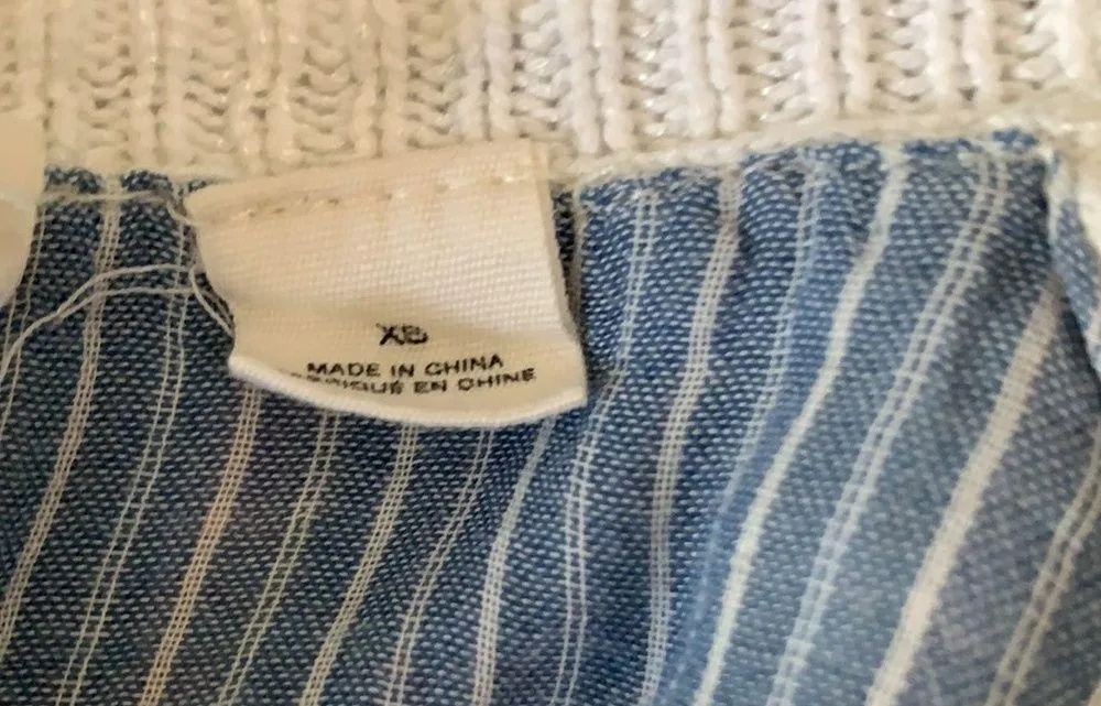 Anthropologie Moth white sweater top XS blue plaid v neck RARE HTF - Image 7