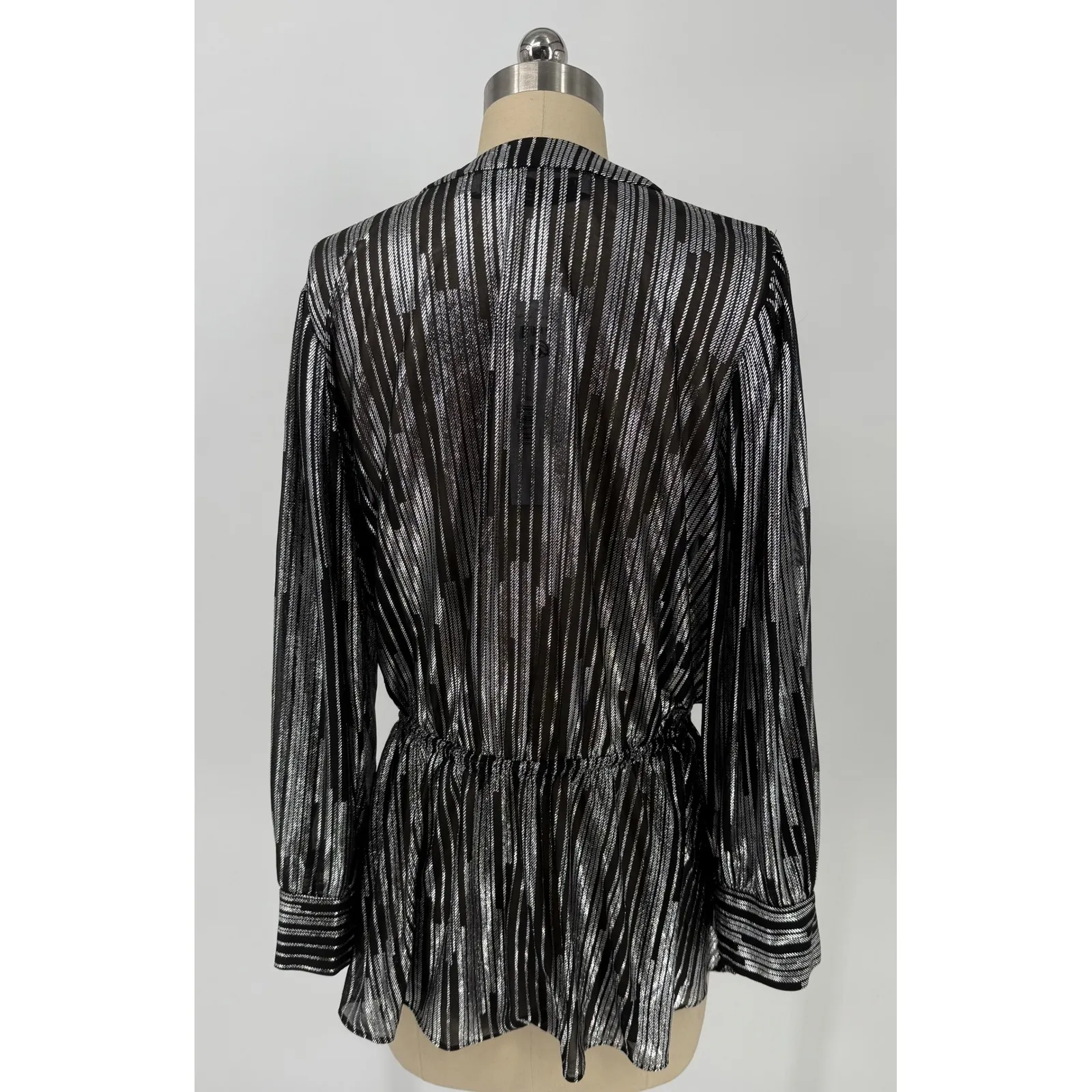 NWT IRO PARIS Darla Metallic Printed Jersey
Blouse Black Silver sz38 Medium $330 - Image 5