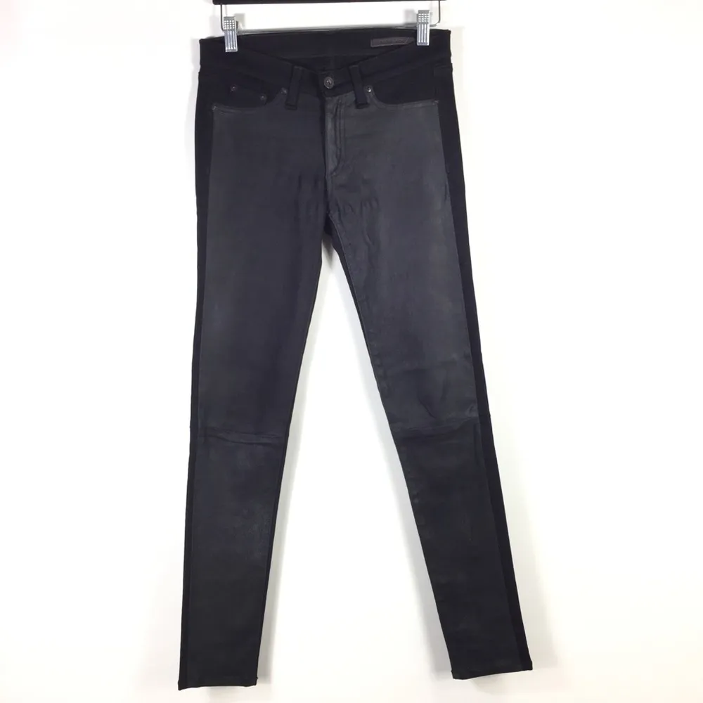 Rag & Bone Hyde Genuine Leather Panel Jeans Size 27 Coal - Image 10