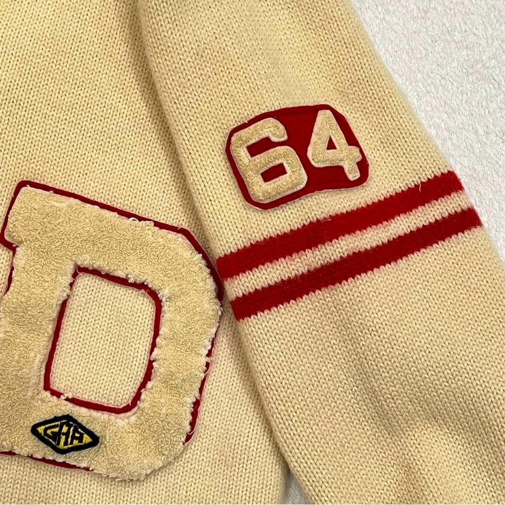 Vintage 1964 Duluth High School Letterman Cardigan Sweater Size Medium Red - Image 10