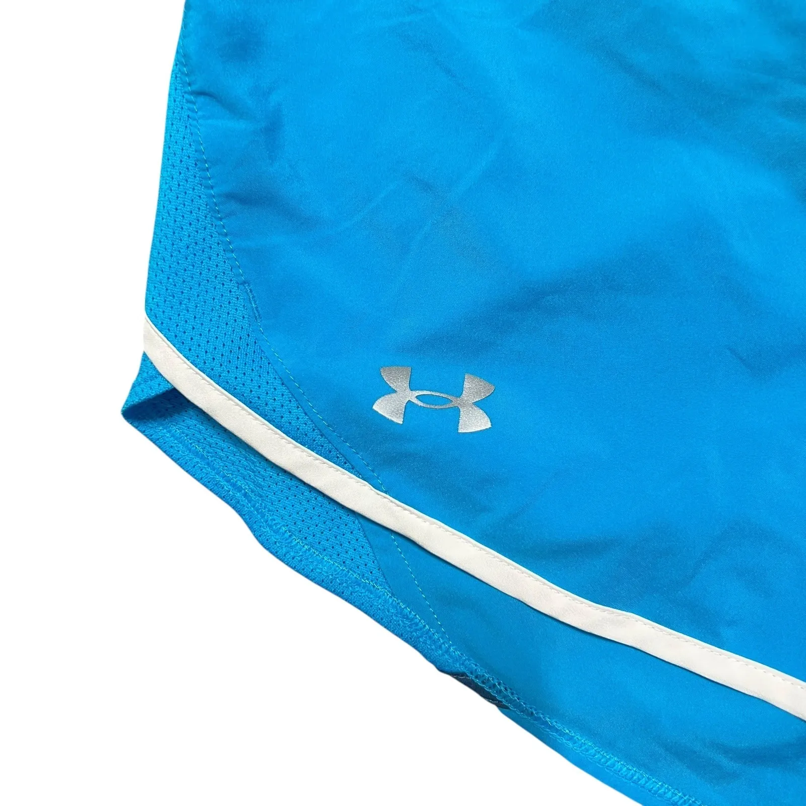 Under Armour Women Blue HeatGear Running Shorts Loose Fit Athletic Gym Workout M - Image 2
