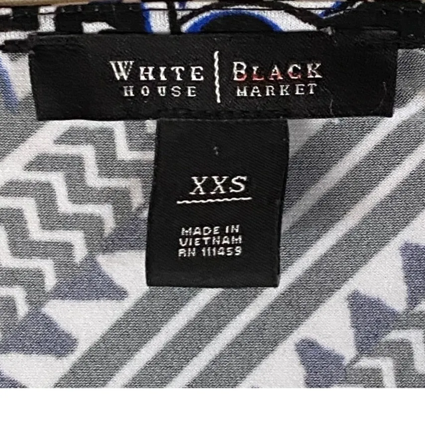 WHITE HOUSE BLACK MARKET Black & White Flutter Sleeve Top WHBM ~ Women's XXS - Image 5