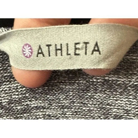 Athleta Women'sAthletic Cardigan Sweater XXS Black White‎ Heathered Open Choker - Image 2