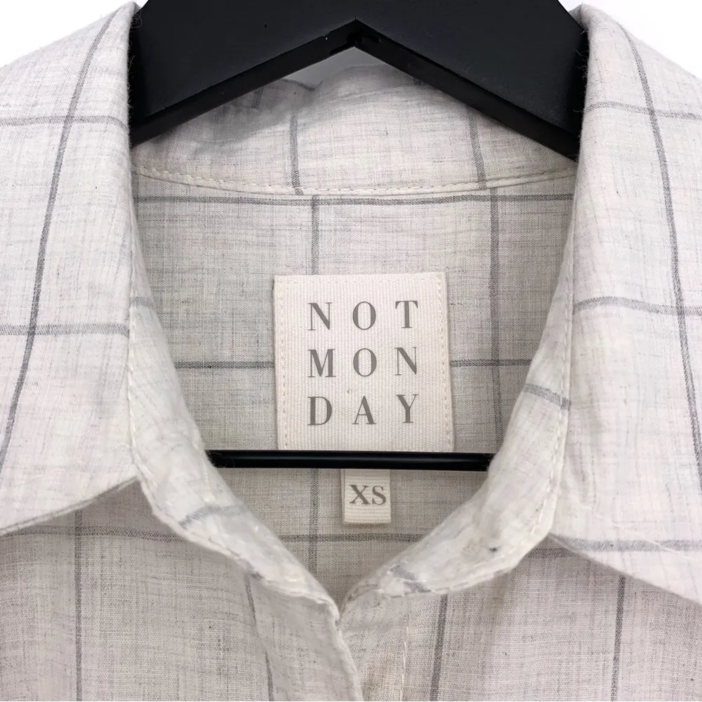 NOT MONDAY Kennedy Windowpane Shirt Light Grey XS - Image 5