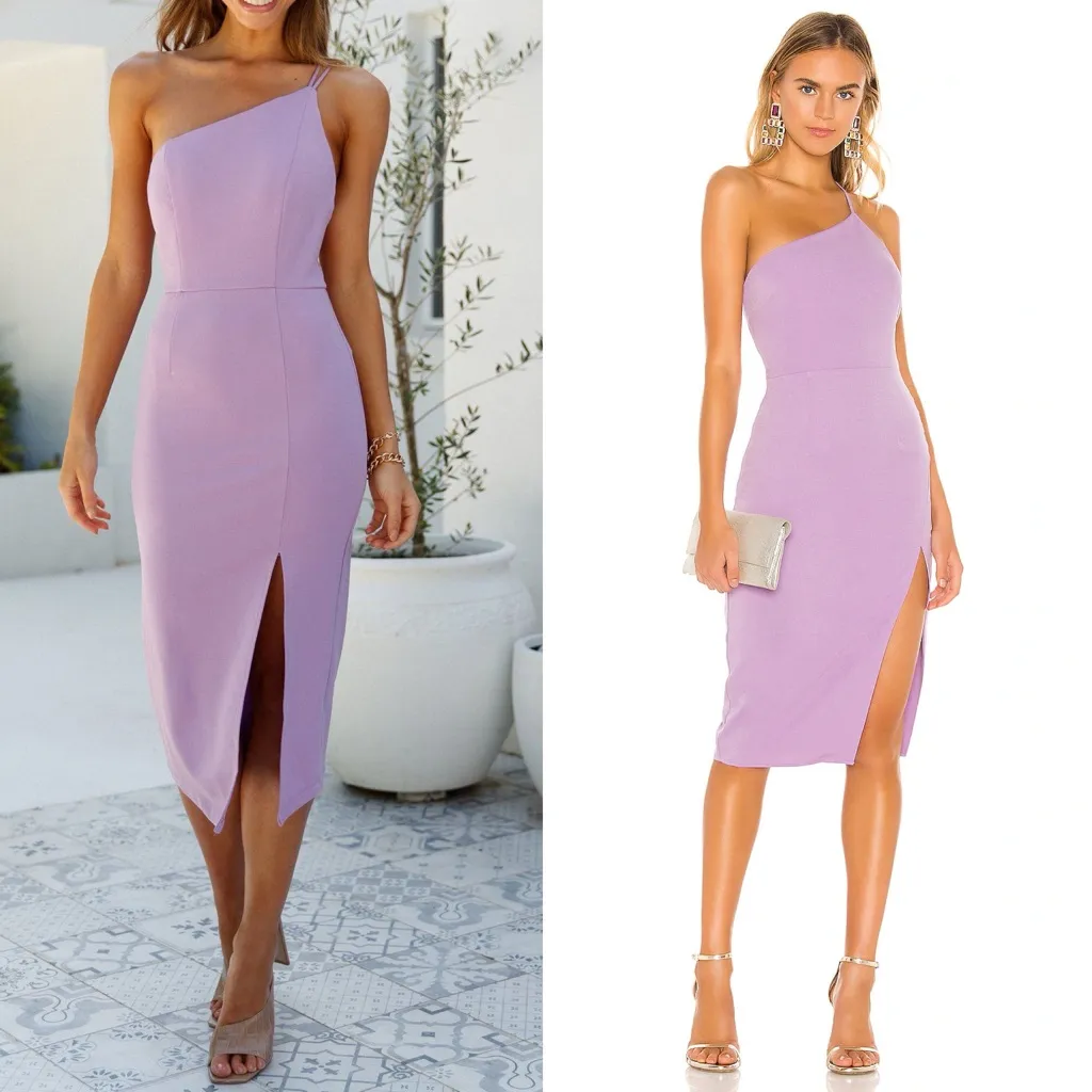 Lovers & Friends Lazo One Shoulder Dress Lilac Purple Sz M - Image 2