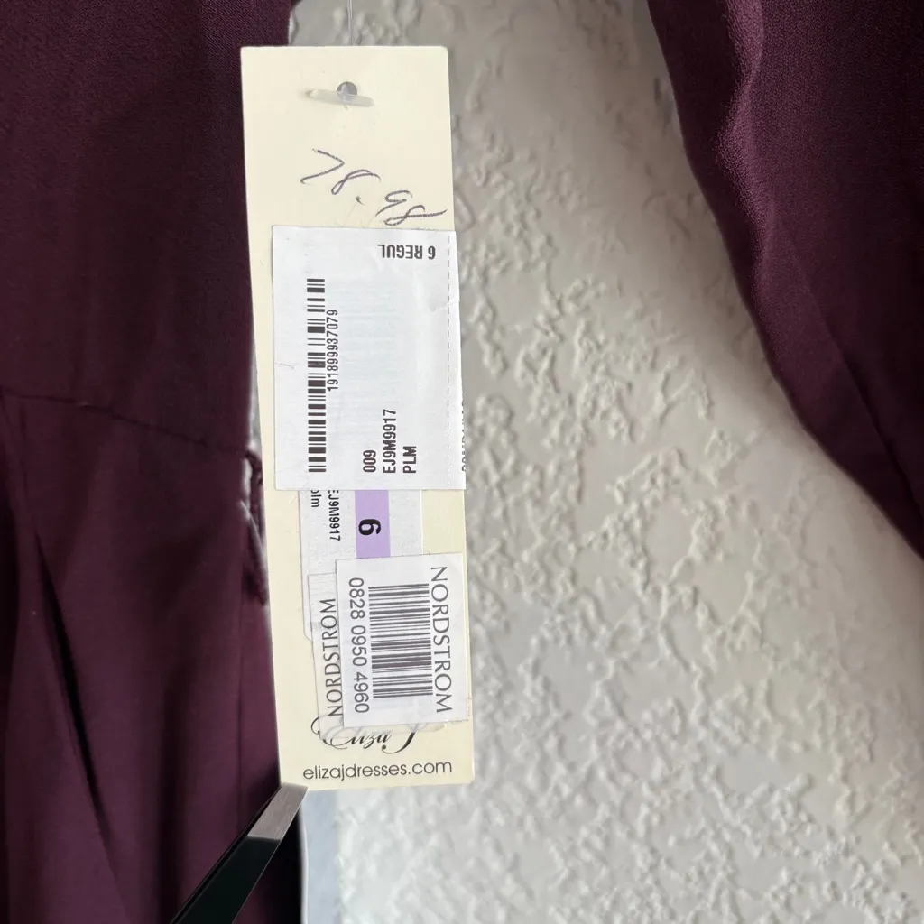 Eliza‎ J Purple Long Sleeve Jumpsuit with V Neck and Relaxed Fit READ - Image 5