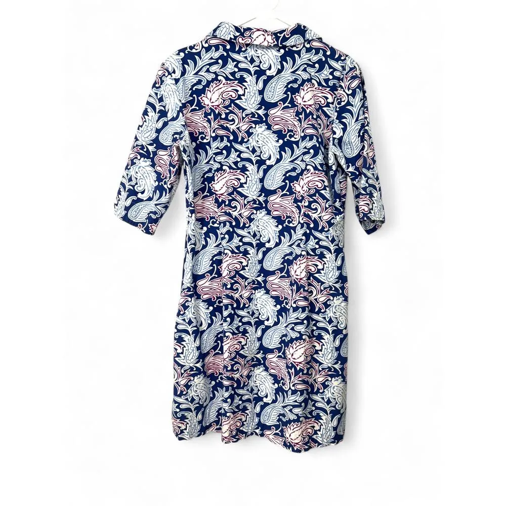 J Mclaughlin M Carly Dress Short Knee Length 3/4 Sleeve Paisley Collared V Neck - Image 3