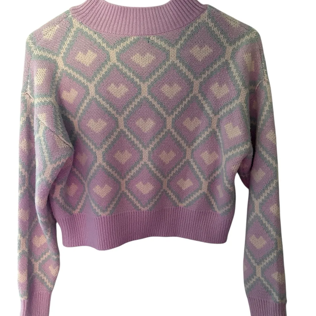 Wild Fable Juniors Argyle Crop Mock Neck Sweater - Image 2