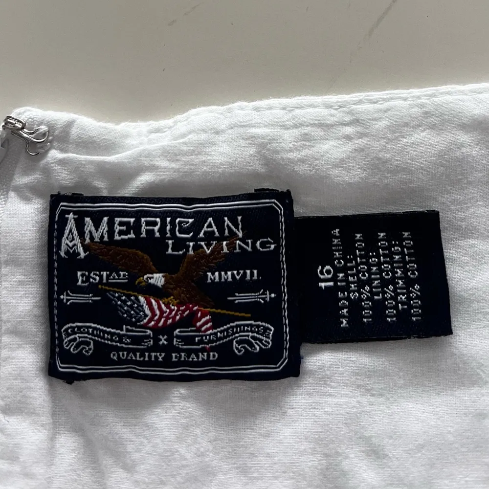 American Living white Dress babydoll eyelet pleated spaghetti strap lined 16 - Image 3