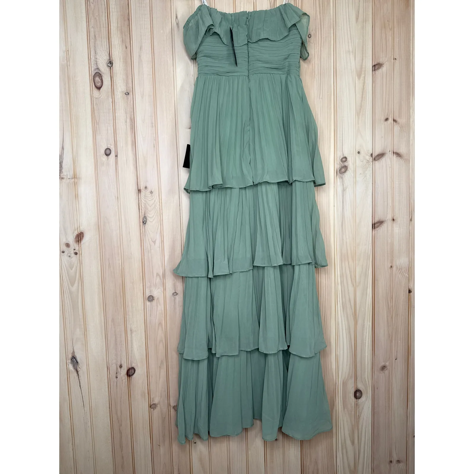 NWT Lulus Always Remarkable Sage Brush Pleated Off-the-Shoulder Maxi Dress Sz M - Image 7