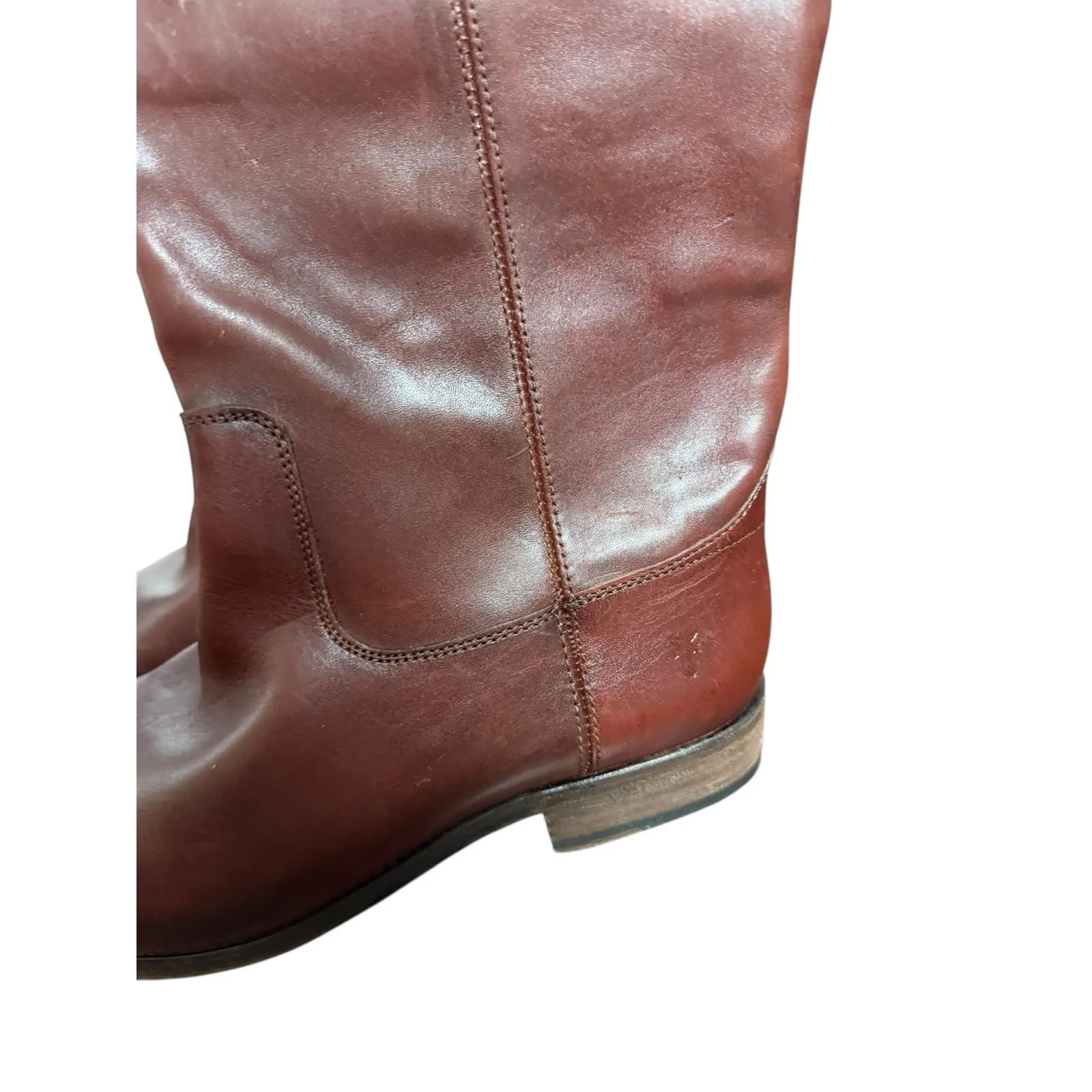 Frye Melissa Button Brown Leather Equestrian Fall Riding Boots Women’s Size 9 - Image 5