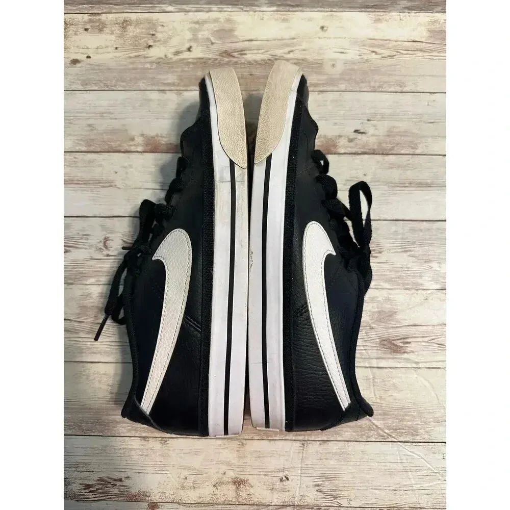 Nike Court Legacy Sneaker Women's Size 10 Black White Leather Swoosh - Image 8