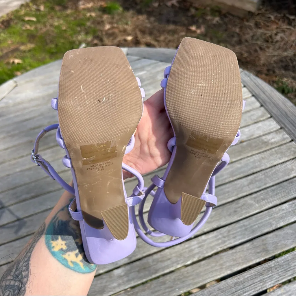 Bp. Ashlyn Purple Square Toe‎ Strappy Heeled Sandals size 6.5 - Image 8