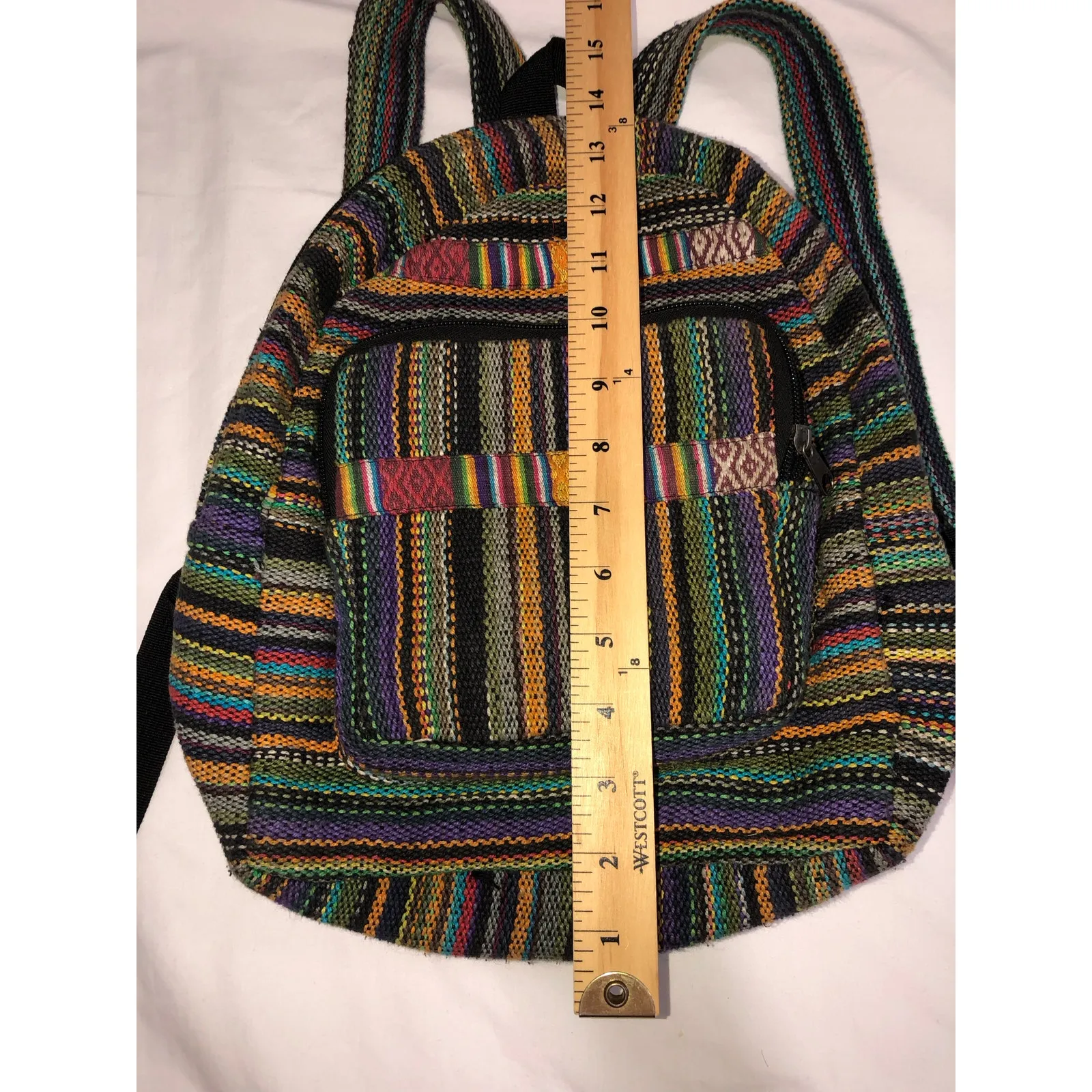 Rising International Backpack Boho Hippie Multicolor Fabric Lightweight Nepal - Image 4