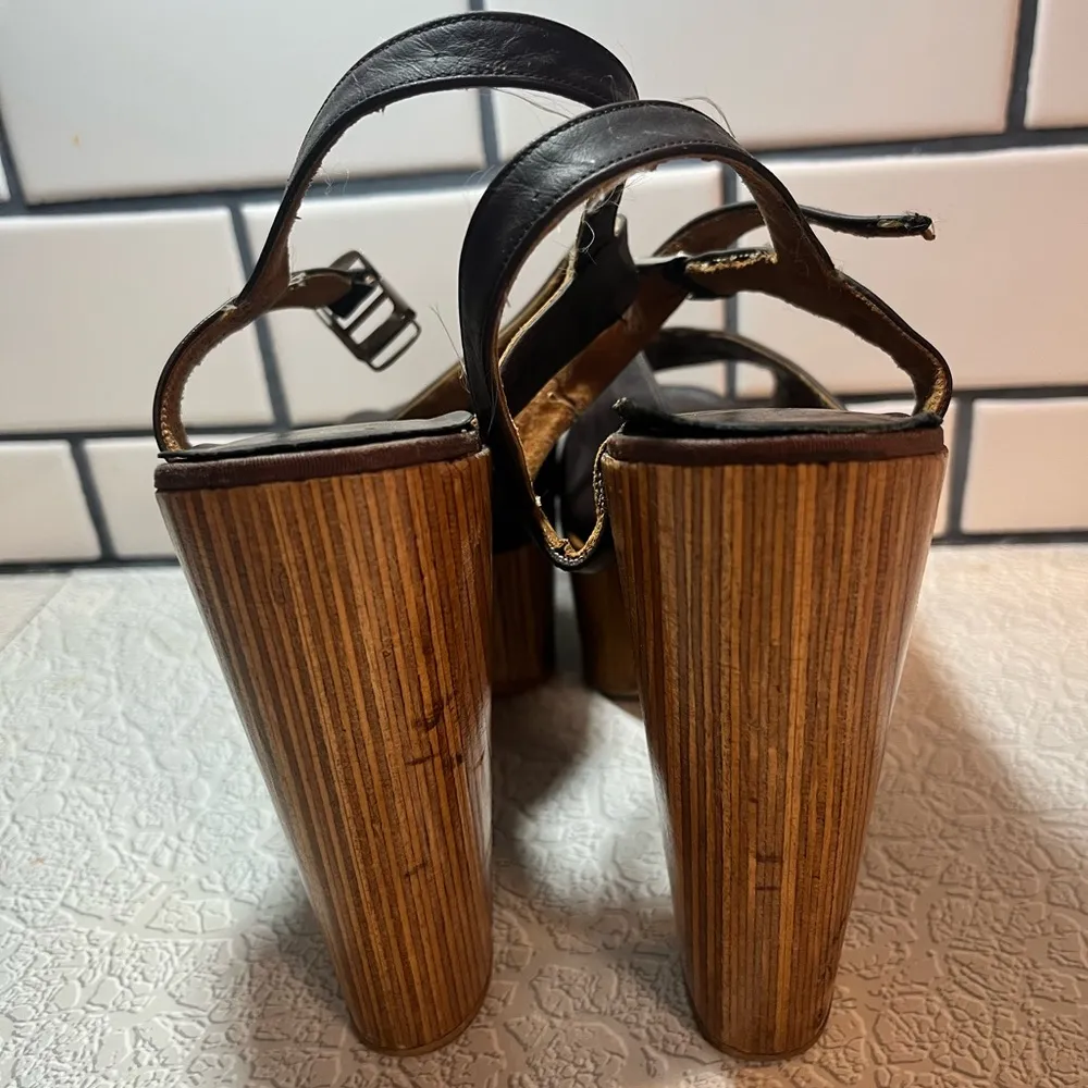 Vintage platform wooden heels goody two shoes size 7 brown SUPER RARE !!! - Image 7