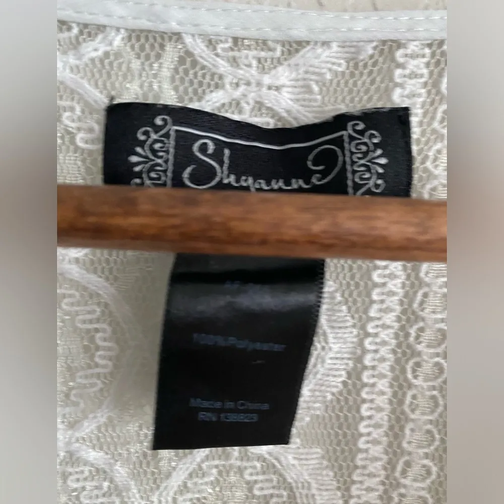 Shyanne  Lace Sheer Paisley Peasant Bohemian Smock Style Tunic Blouse XL - Image 6