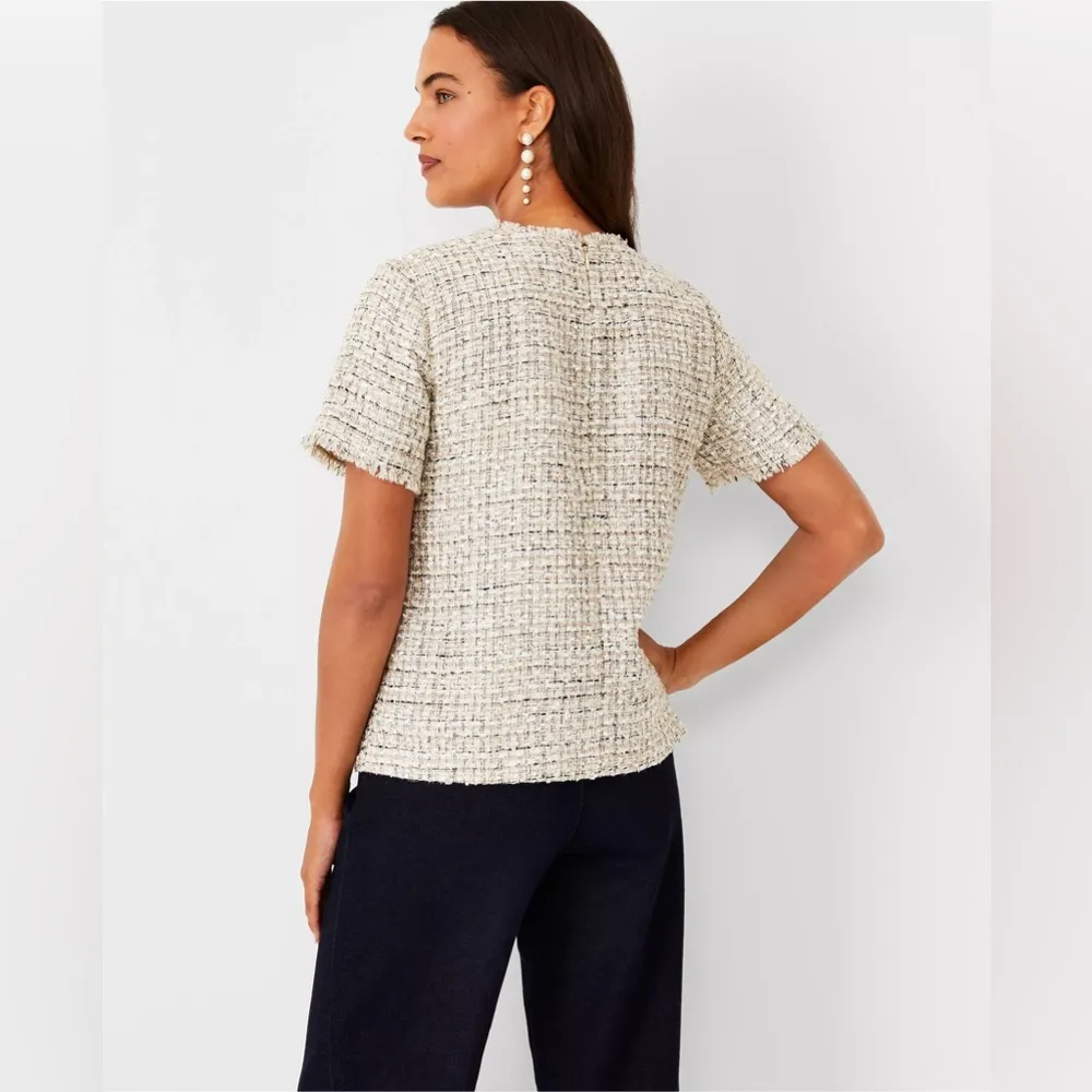 NWT Fringe Tweed Top Tan Size XS - $85 New With Tags - From Sydney