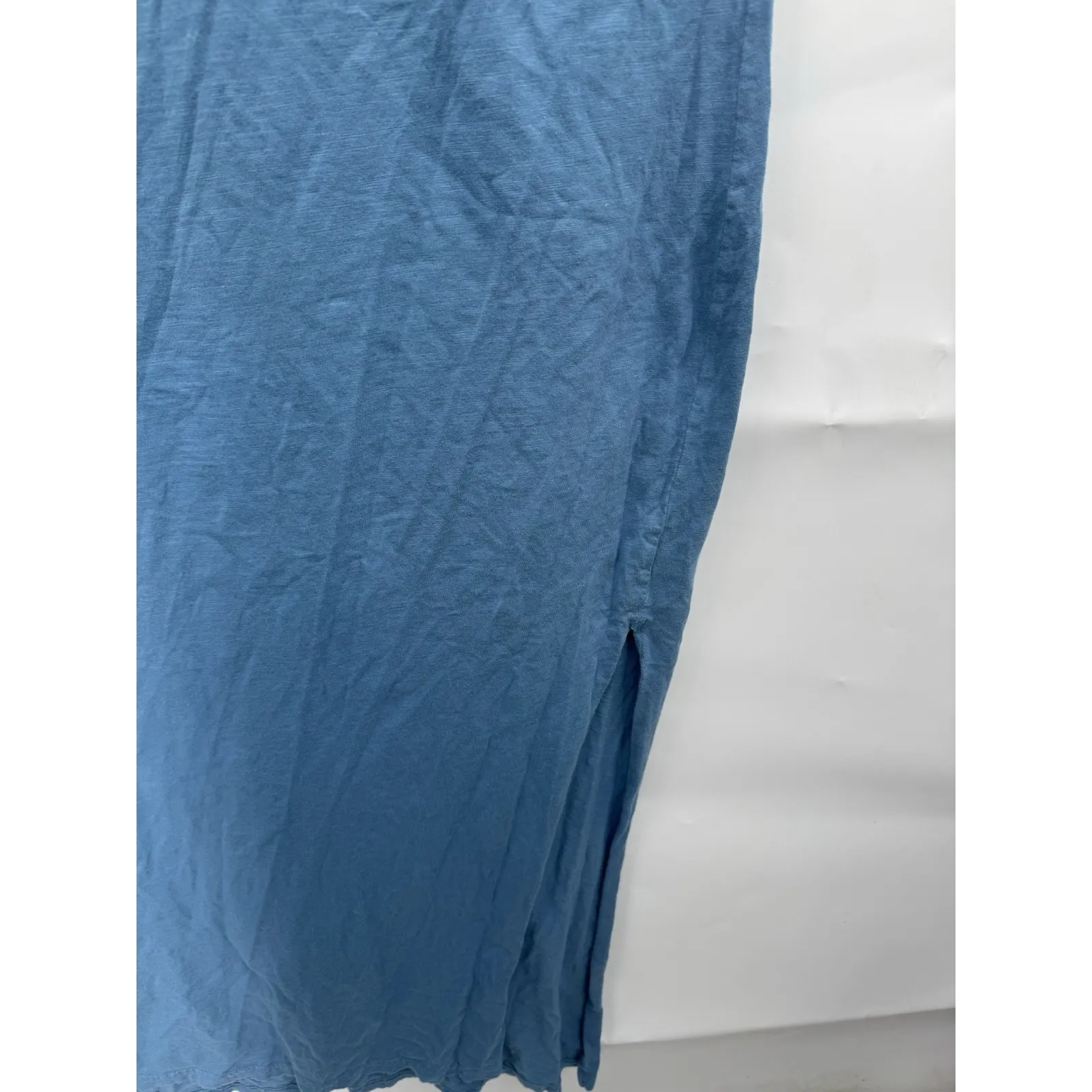 PACT Organic Cotton Midi Dress Women Medium Blue Distressed Minimalist Beach - Image 6