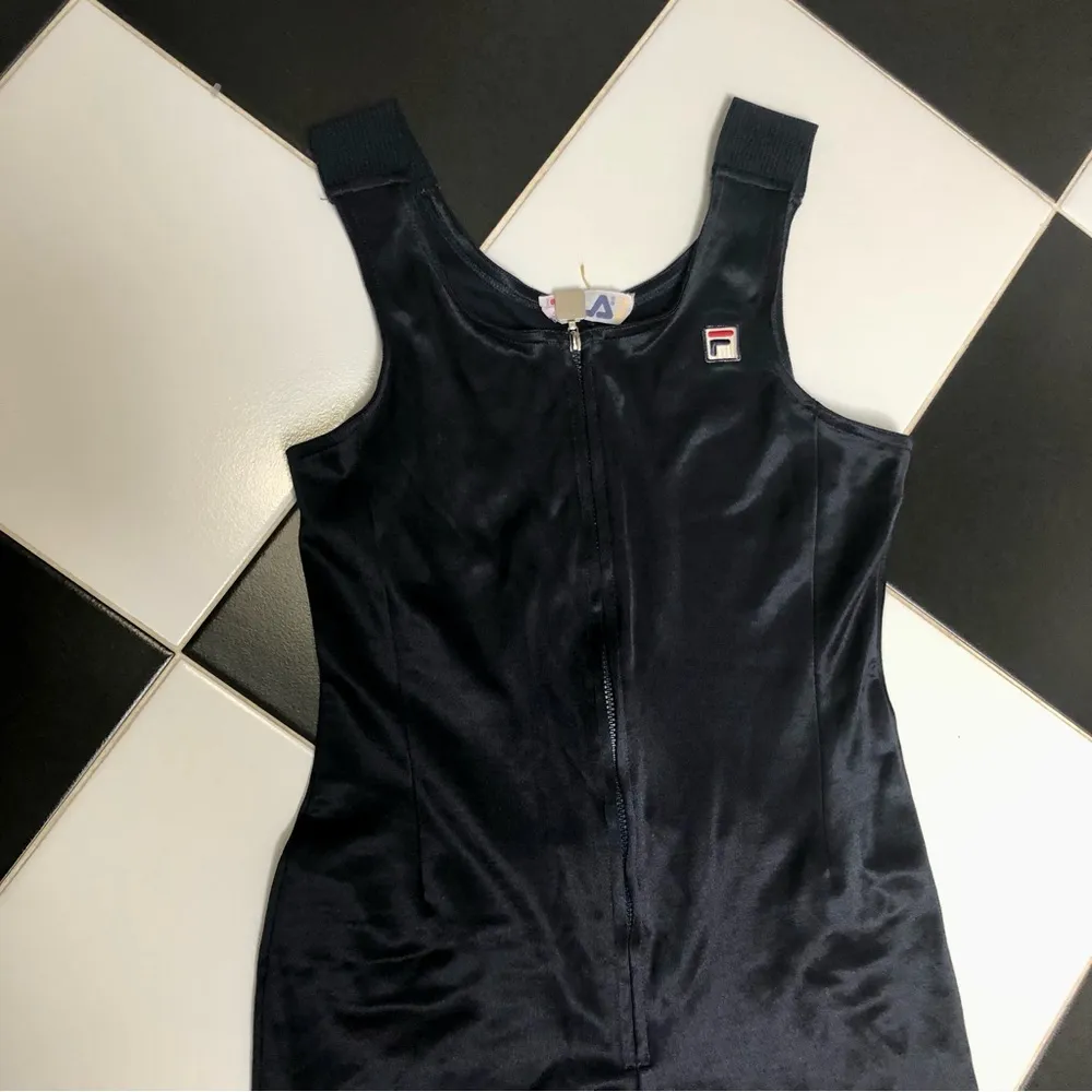 Vintage 70s 80s Fila Athletic Romper Zip Up Sleeveless Onesie Navy Blue Retro 10 - Image 2