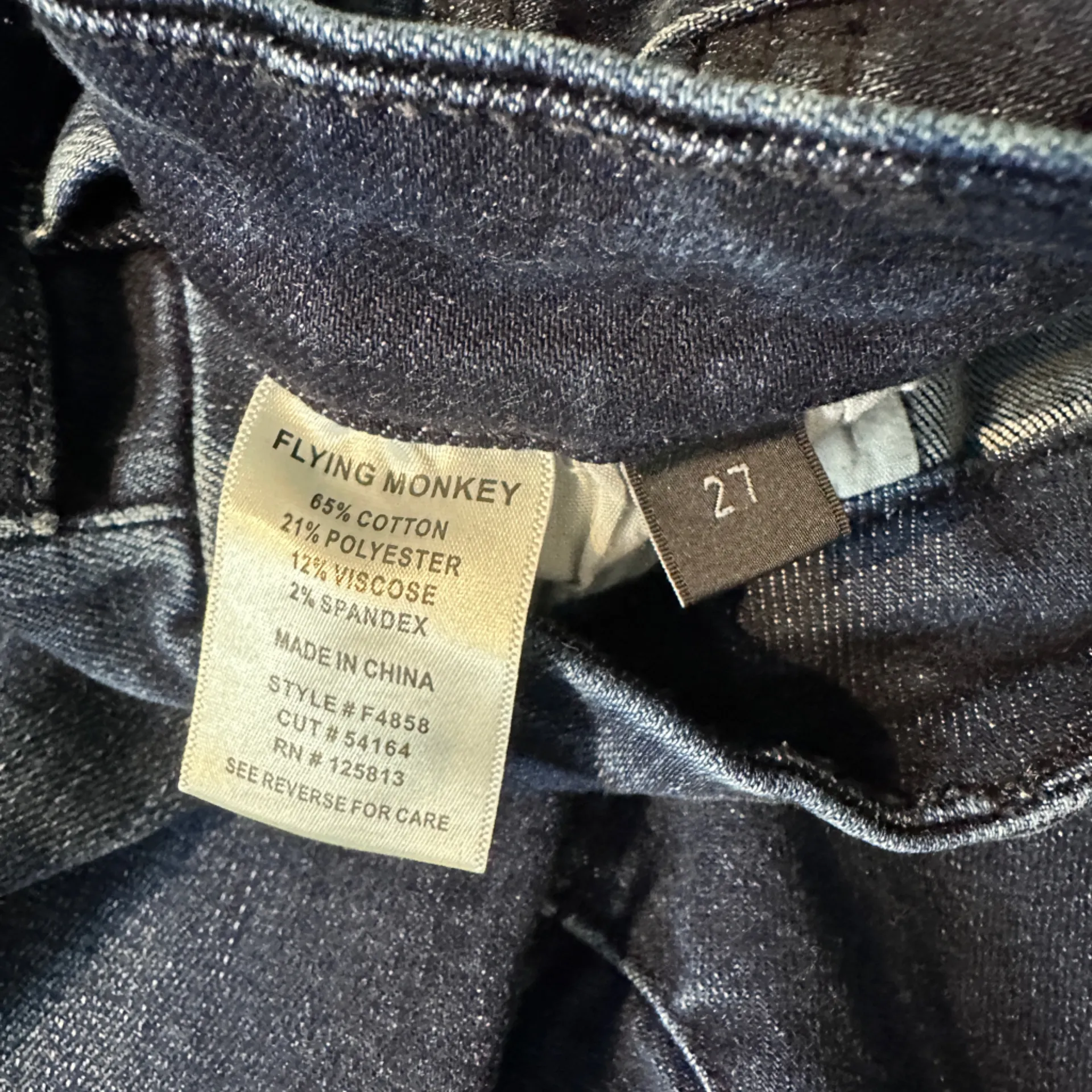 Flying Monkey FEASIBLE SUPER High‎ Rise Distressed Kick Flare Blue  Jeans 27 - Image 15