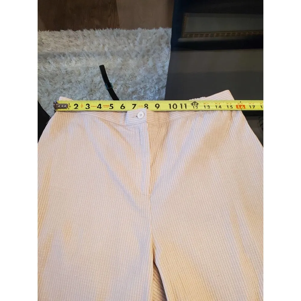 Susan Graver Women's Beige Cotton Single Breasted Jacket & Pant 2 Pc Suit Size L - Image 10