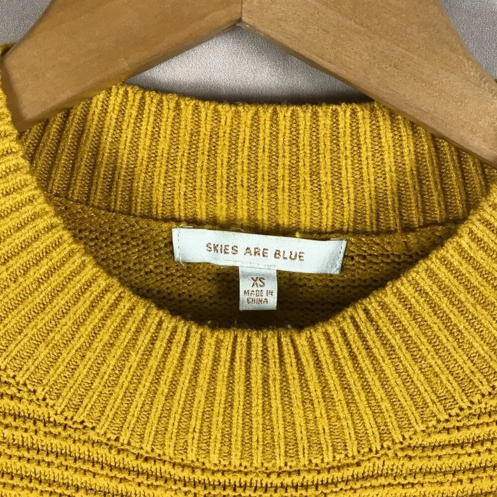 Mustard Yellow XS Mock Neck Sweater SKIES ARE BLIE - Image 4
