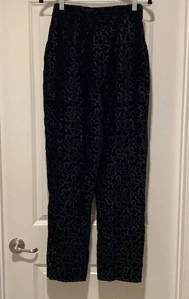 Norma Kamali Women’s Vintage Crushed Velvet Pants Size 8 Made In U.S.A. - Image 3
