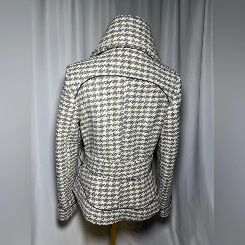 Soia & Kyo Gray Houndstooth Wool Belted Jacket | M - Image 7