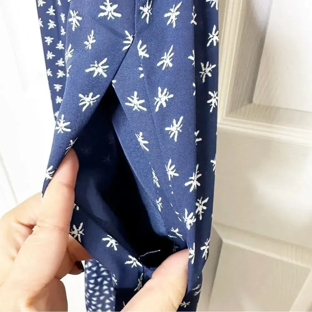 J. CREW Navy Midi Dress Navy White Dragonfly‎ Cap Sleeve Size XS - Image 10