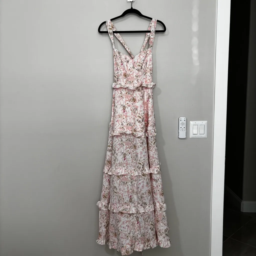 Petal and Pup  Lillee Tiered Maxi Dress Size M Pink Floral - Image 3