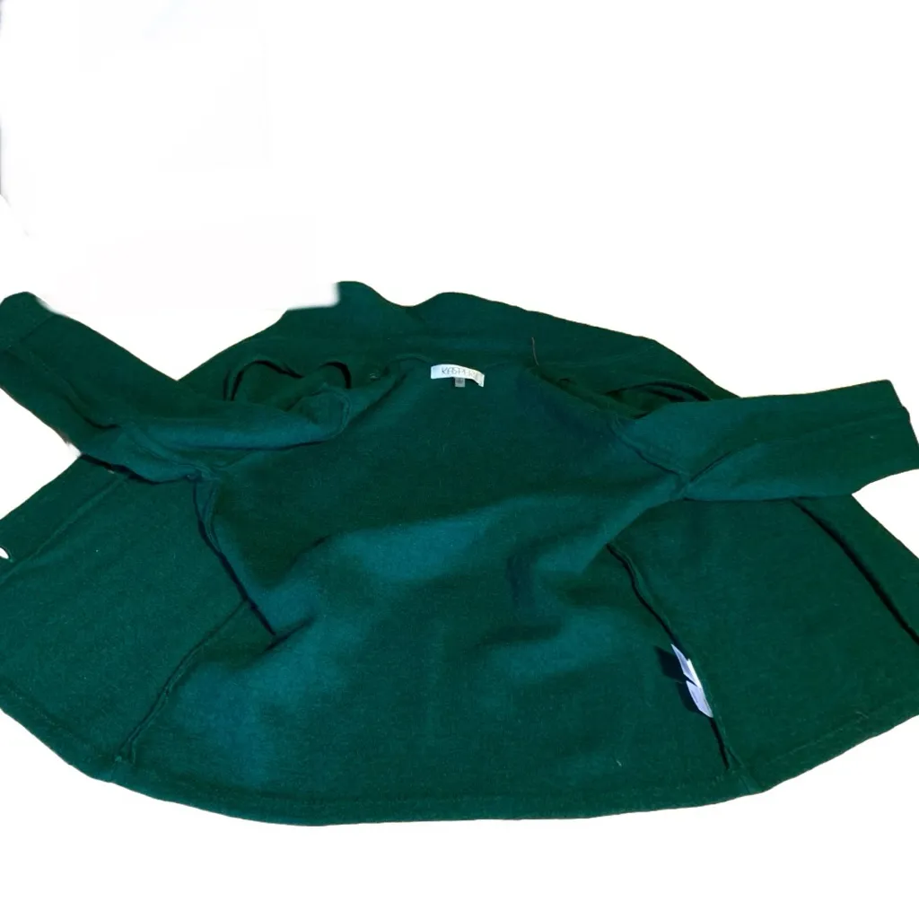 VINTAGE 1990'S KASPER GREEN BUTTON FRONT WOOL CARDIGAN SWEATER (S) - Image 10