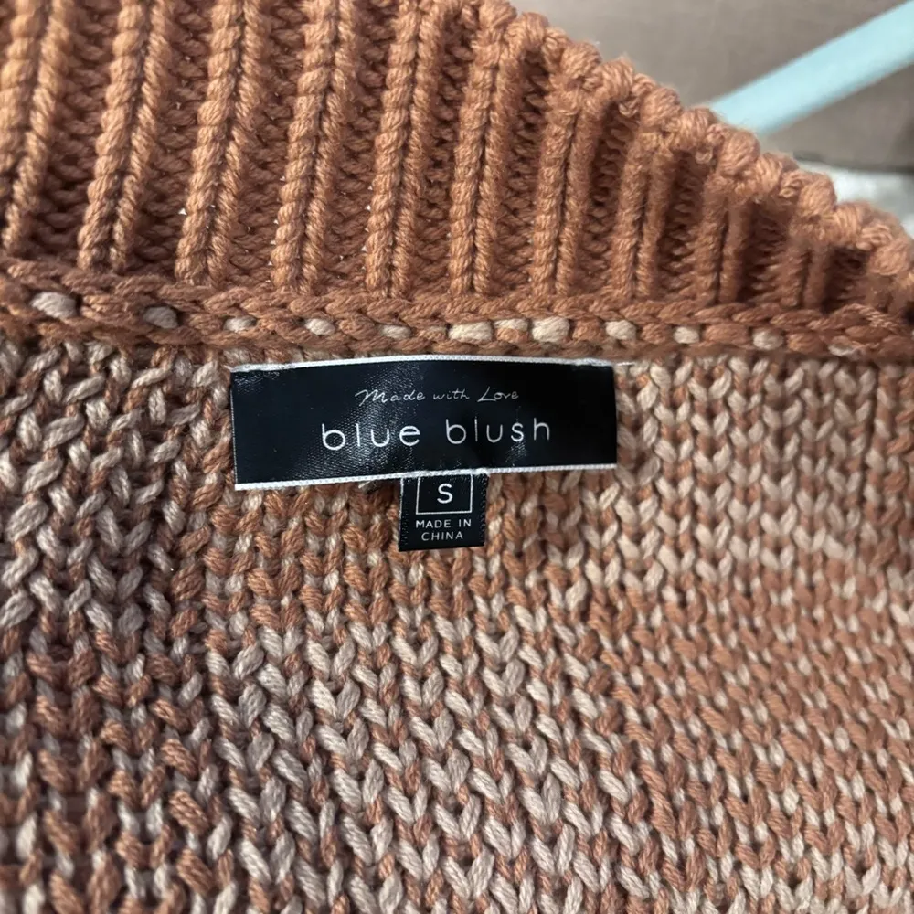 Blue Blush Knit Checkered Cropped Open Front Cardigan Sweater Size Small - Image 9